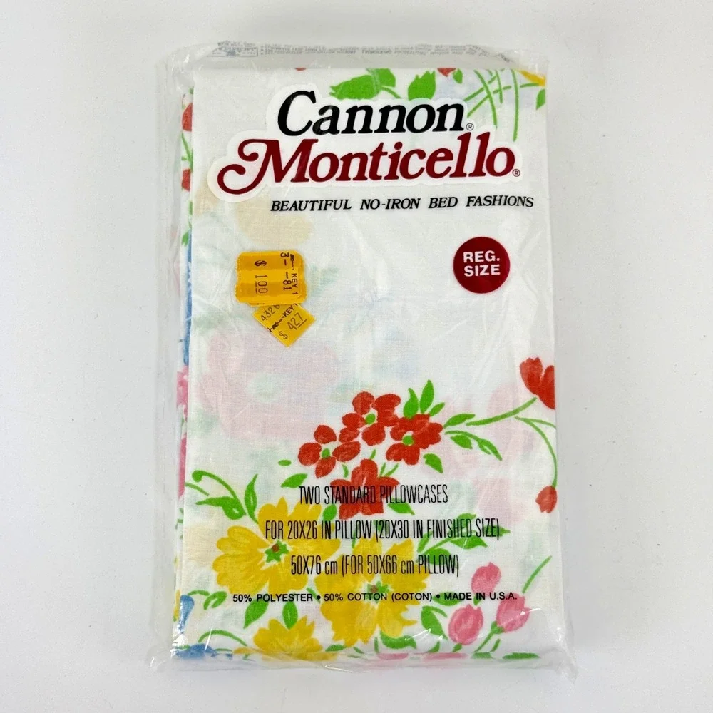 Vintage‎ Cannon Monticello Floral Pillowcases Set 2 Standard Cottagecore Spring
